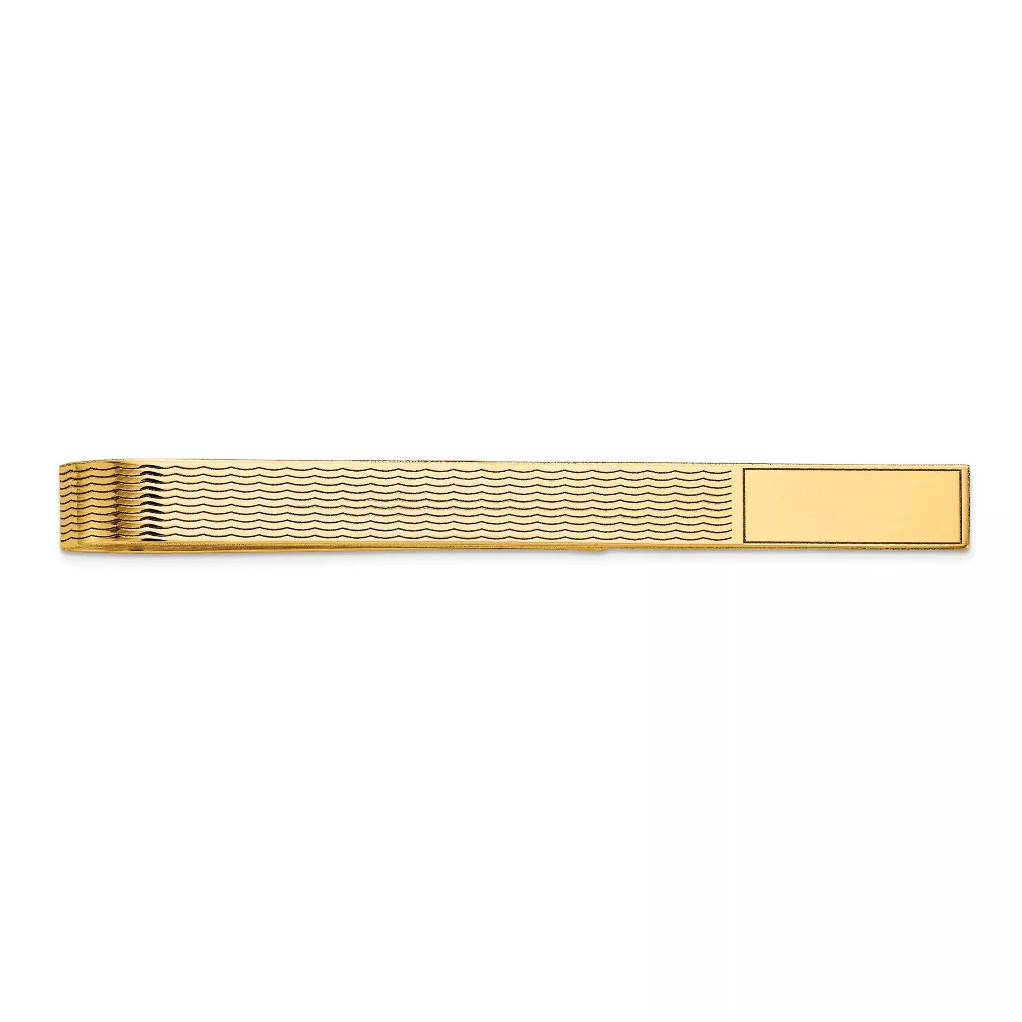14k Mens Grooved Engravable Tie Bar
