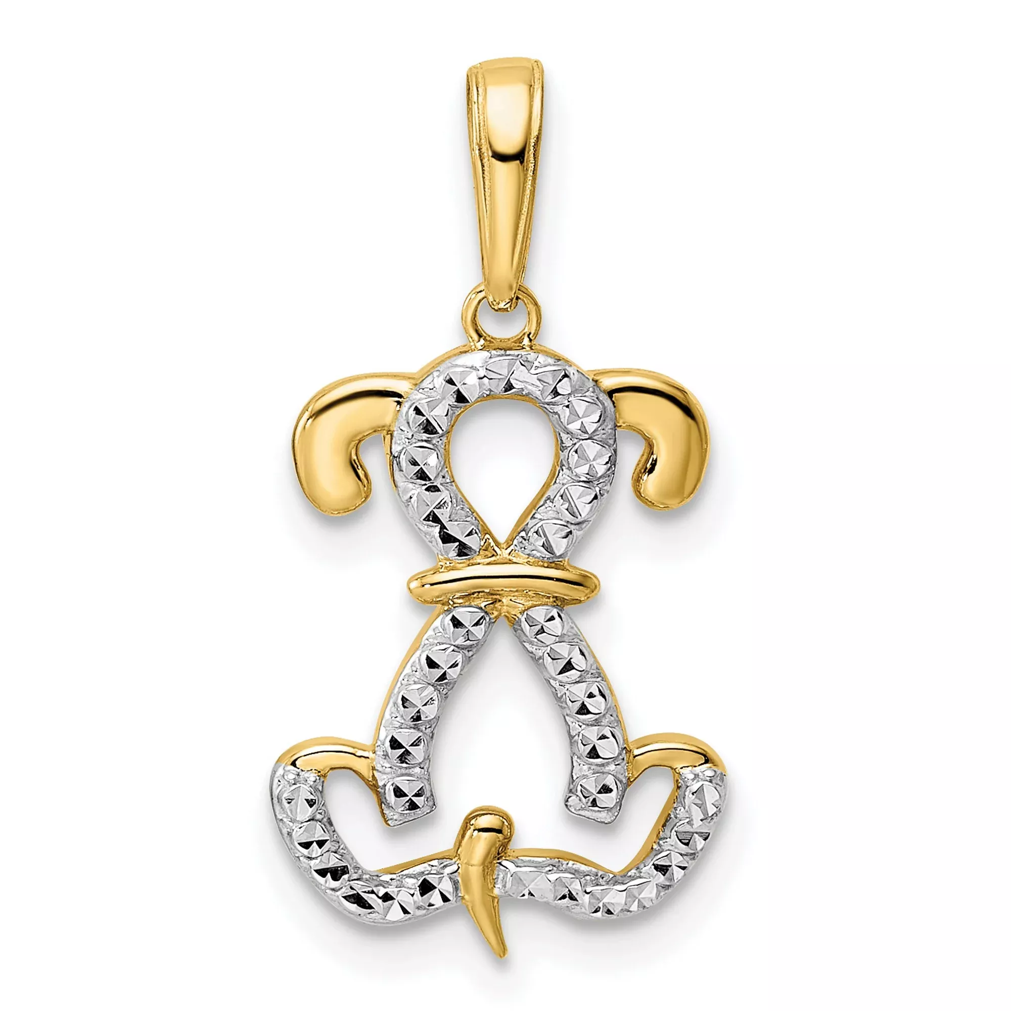 14k Multi-Tone Gold Ankh Pendant with Anchor and Cross, Christian Religious Symbol