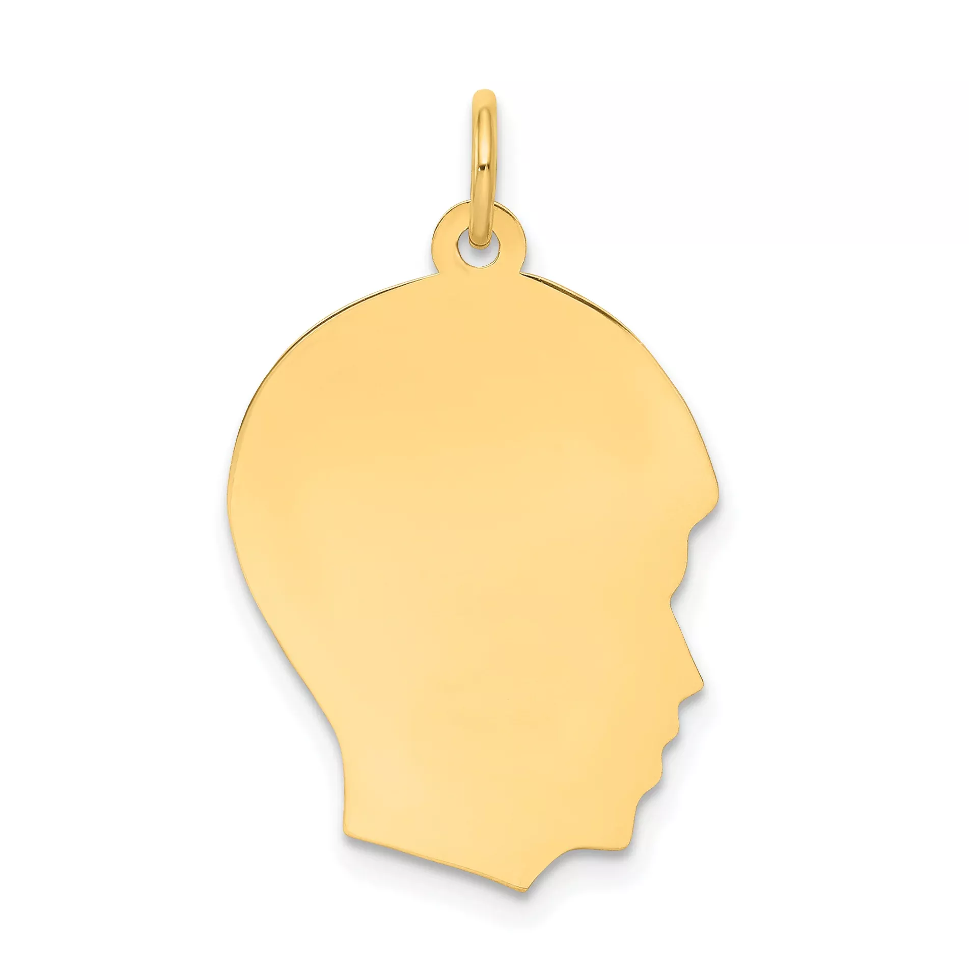 14K Plain Medium .027 Gauge Facing Right Engravable Boy Head Charm