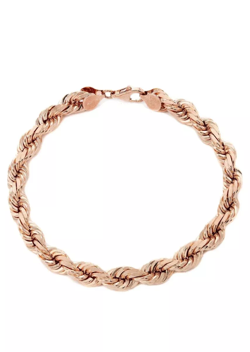 14K Rose Gold Bracelet Solid Rope For Women