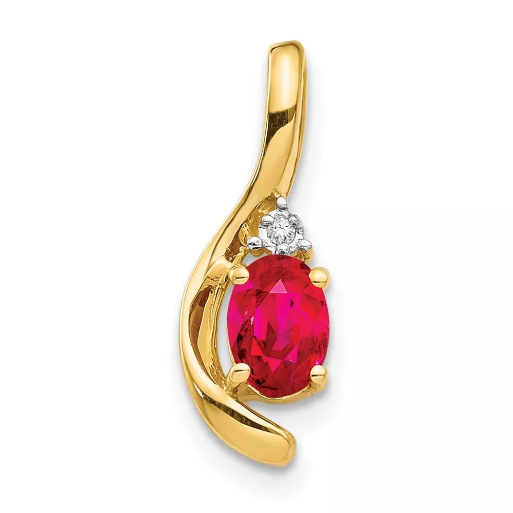 14k Ruby Diamond Pendant