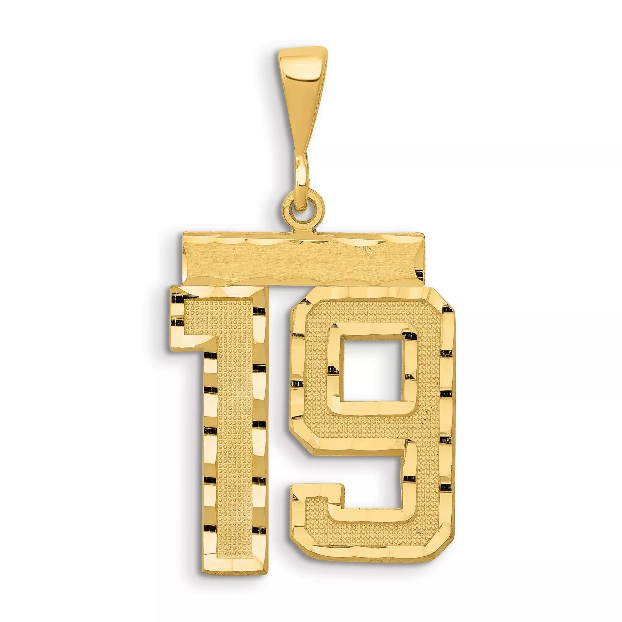 14K Small Diamond-cut Number 19 Charm
