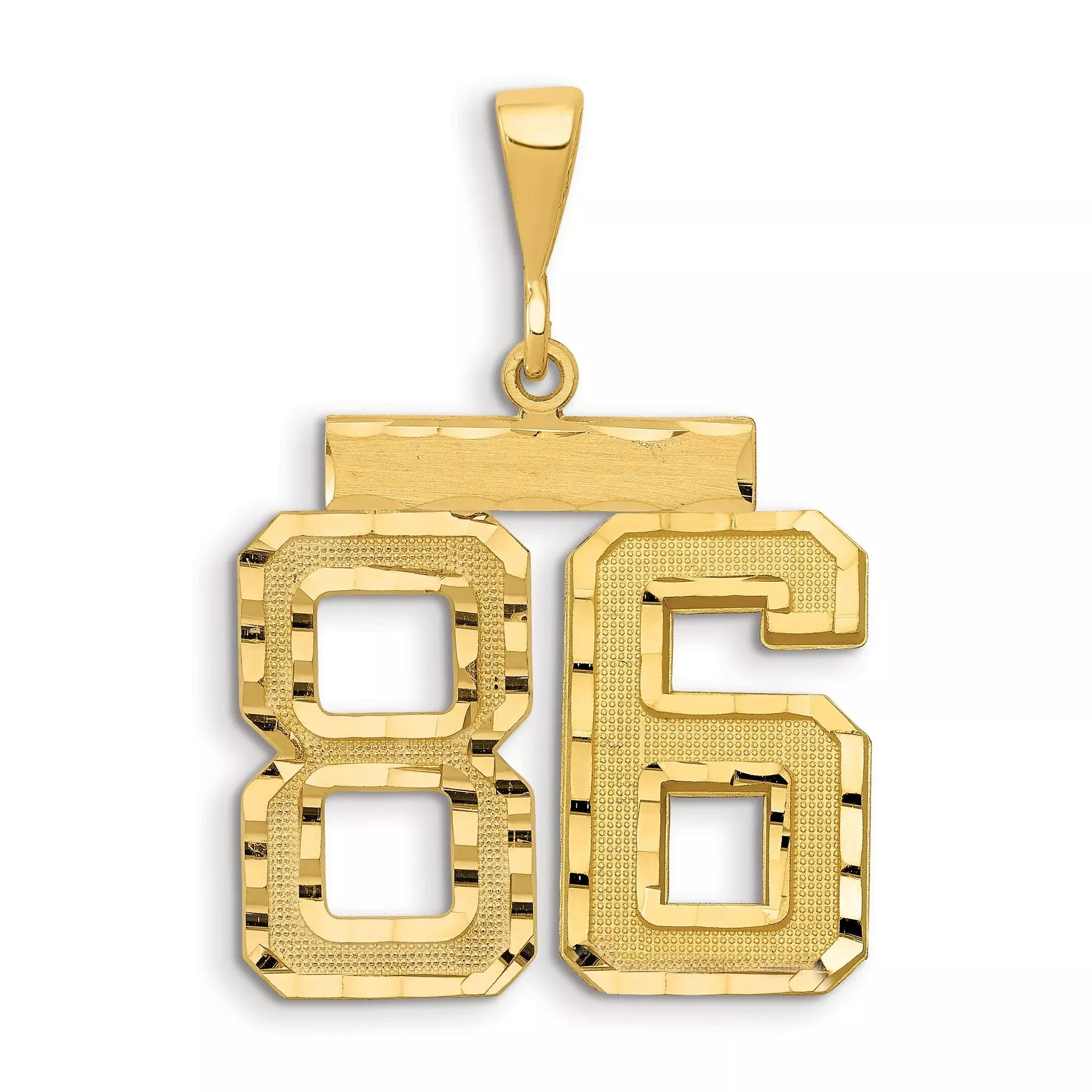 14K Small Diamond-cut Number 86 Charm