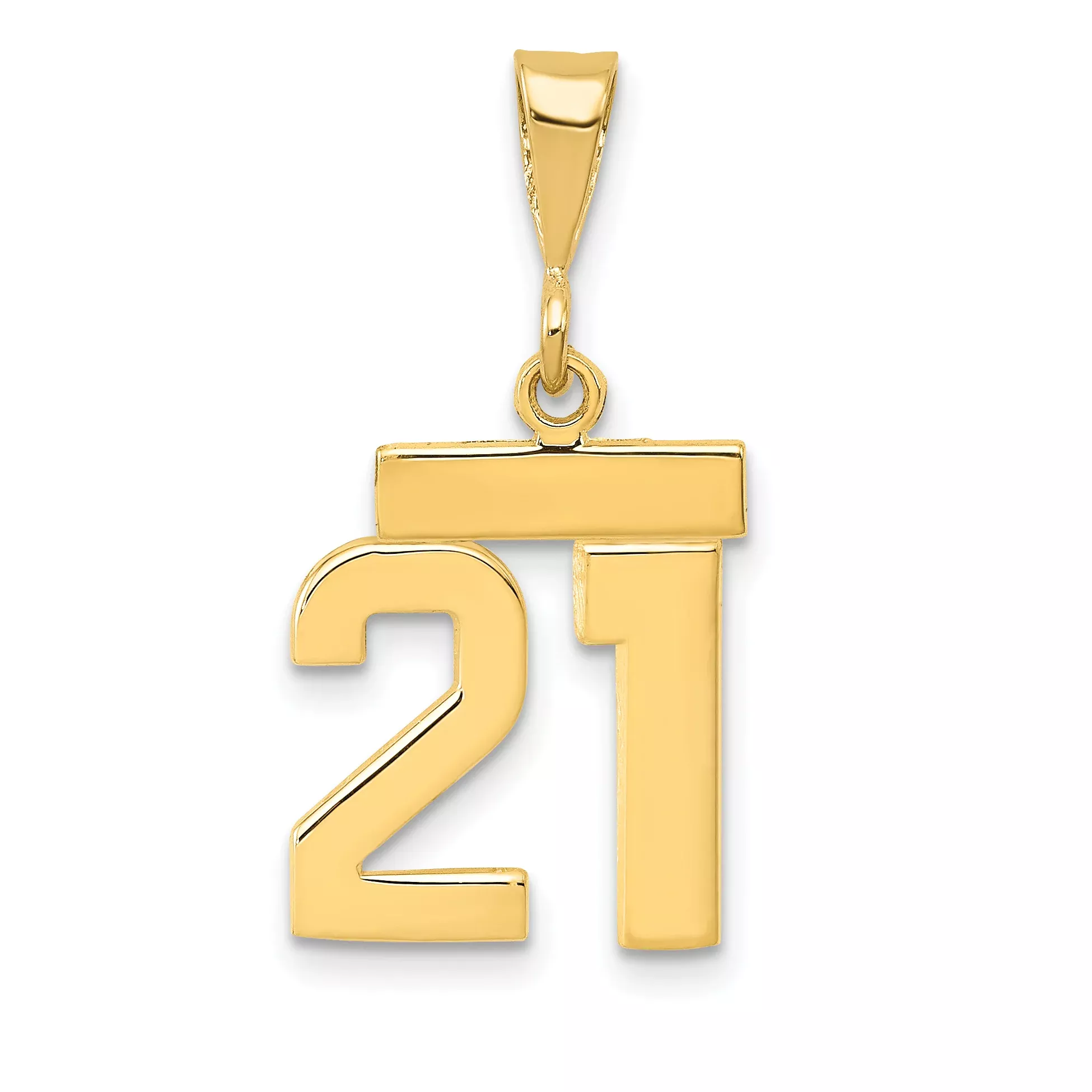 14K Small Polished Number 21 Charm