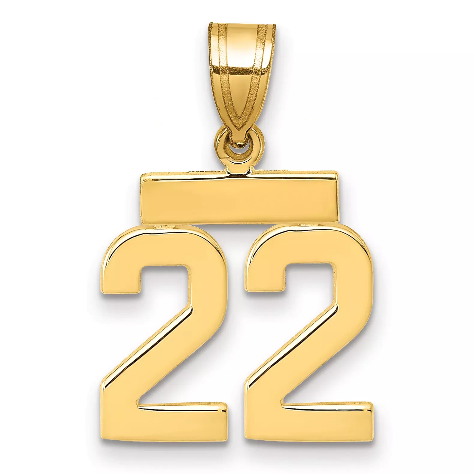 14k Small Polished Number 22 Charm