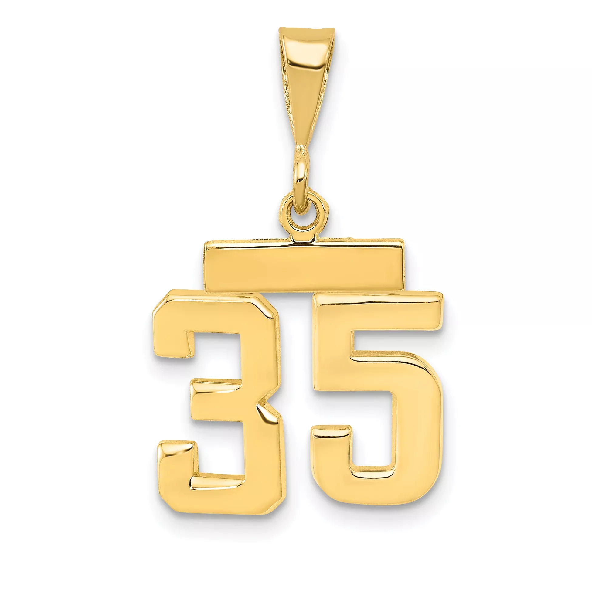 14K Small Polished Number 35 Charm
