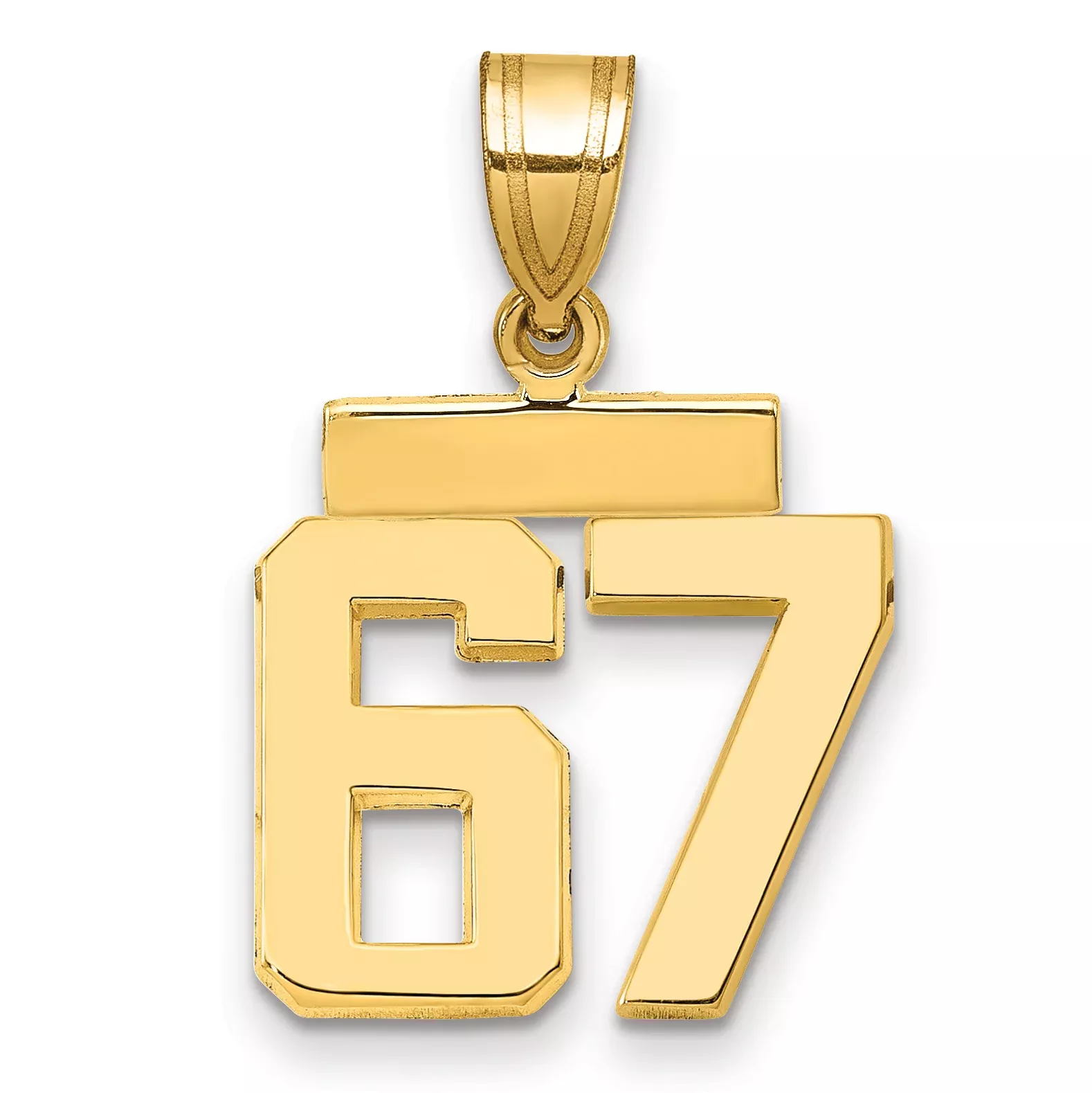 14k Small Polished Number 67 Charm
