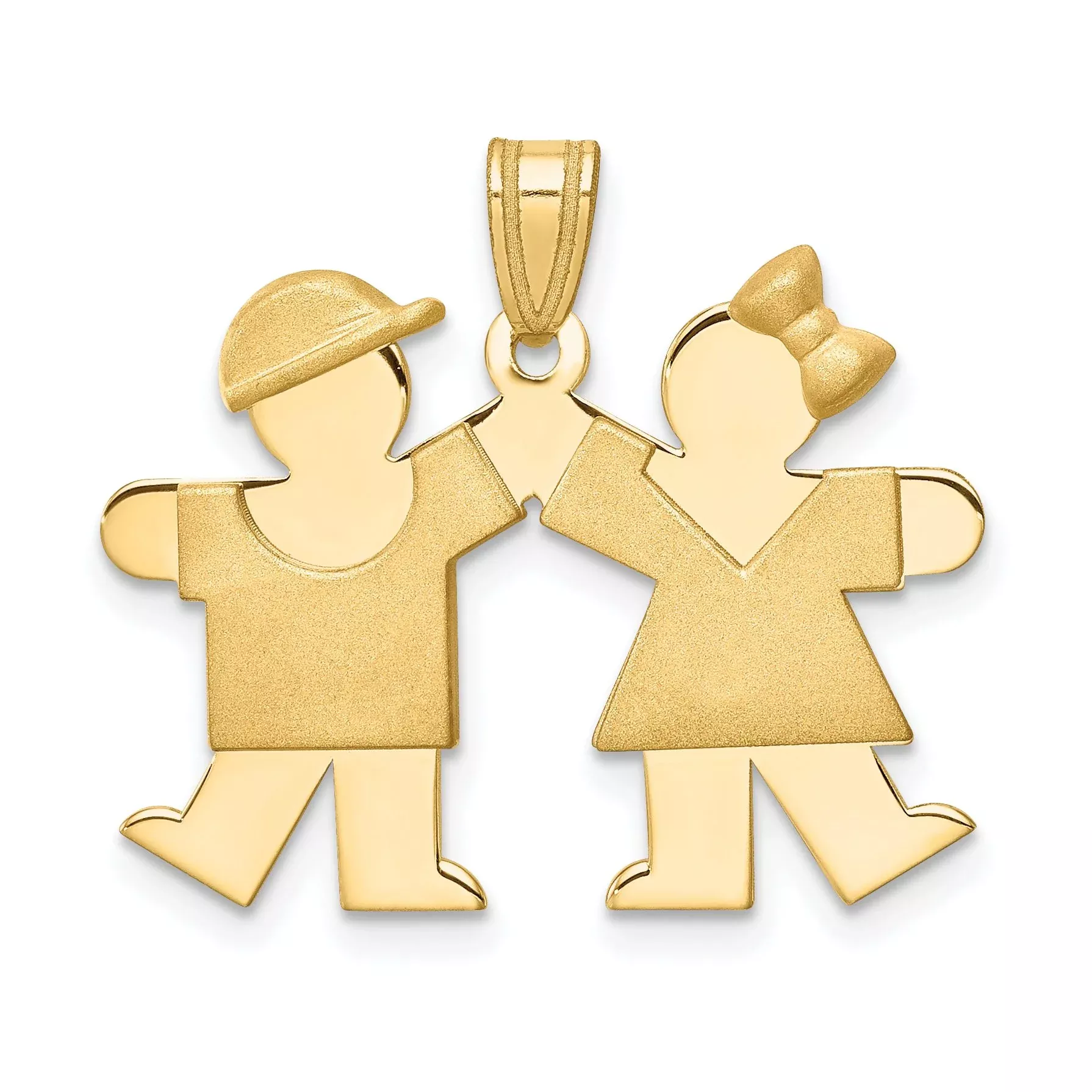 14K Solid Boy Facing Right and Girl Facing Left Engravable Charm