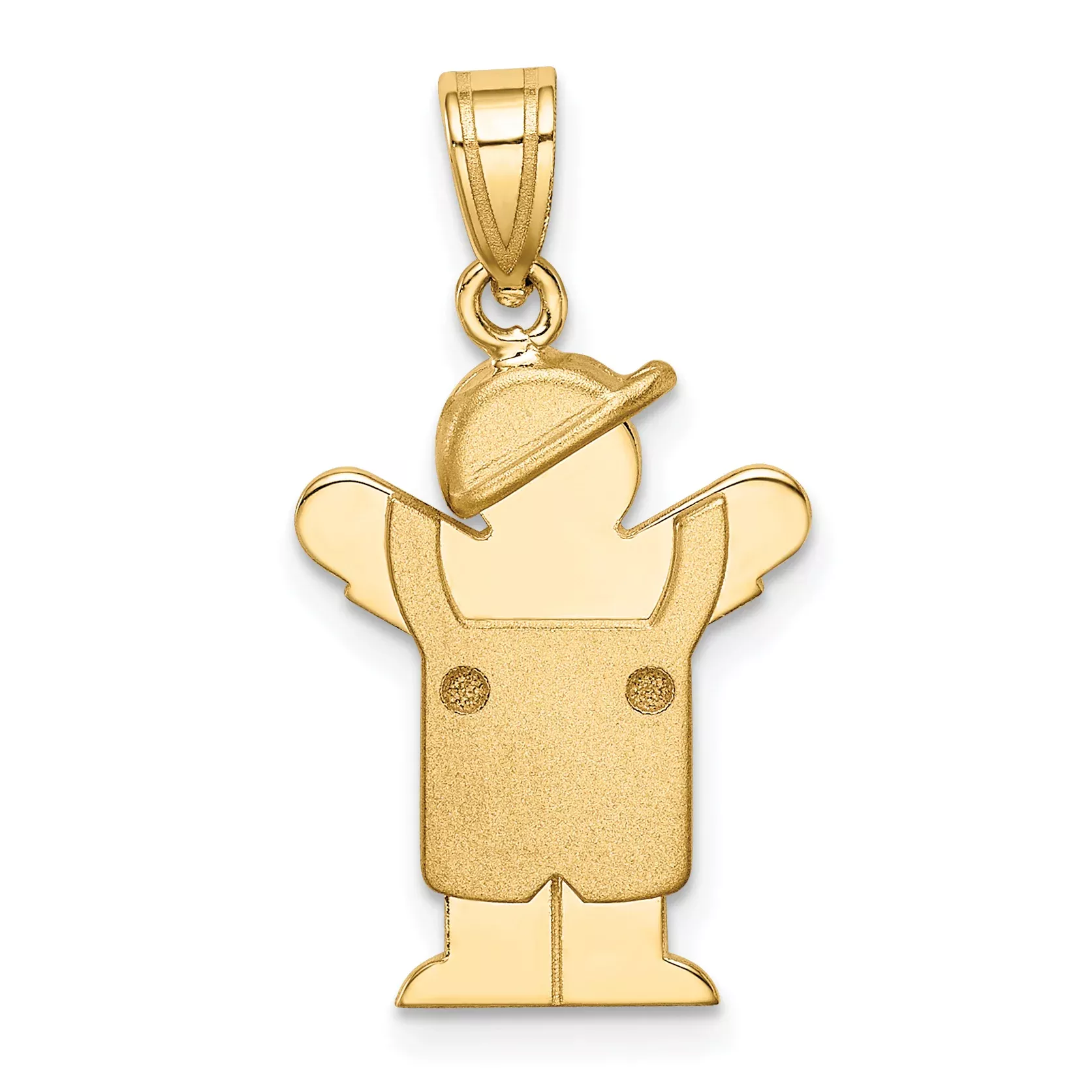 14K Solid Engravable Boy in Overalls with Hat on Left Charm
