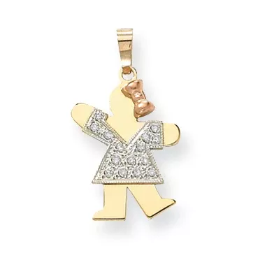 14k Tri Color VS Diamond kid pendant