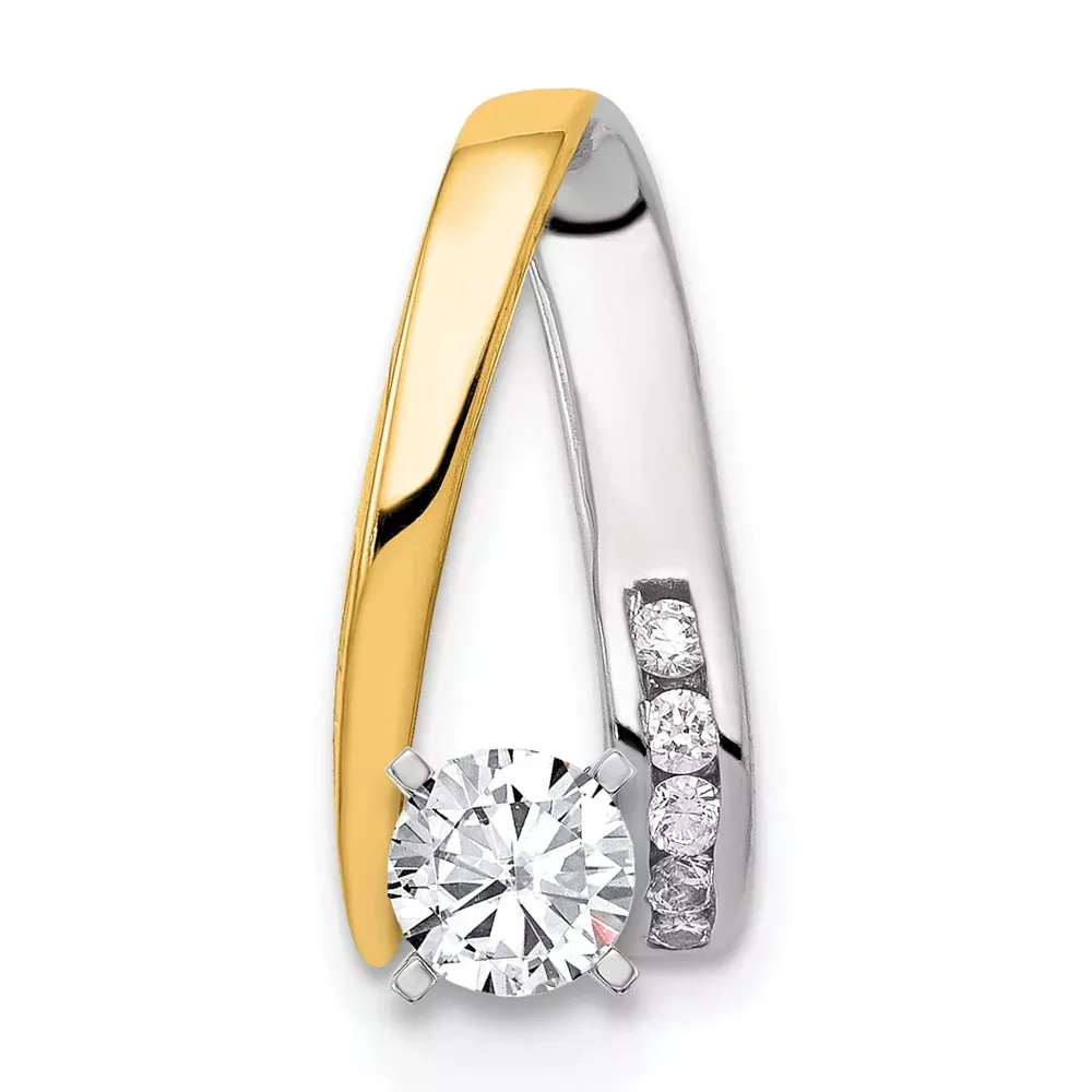 14k Two Tone AA Diamond Peg Slide