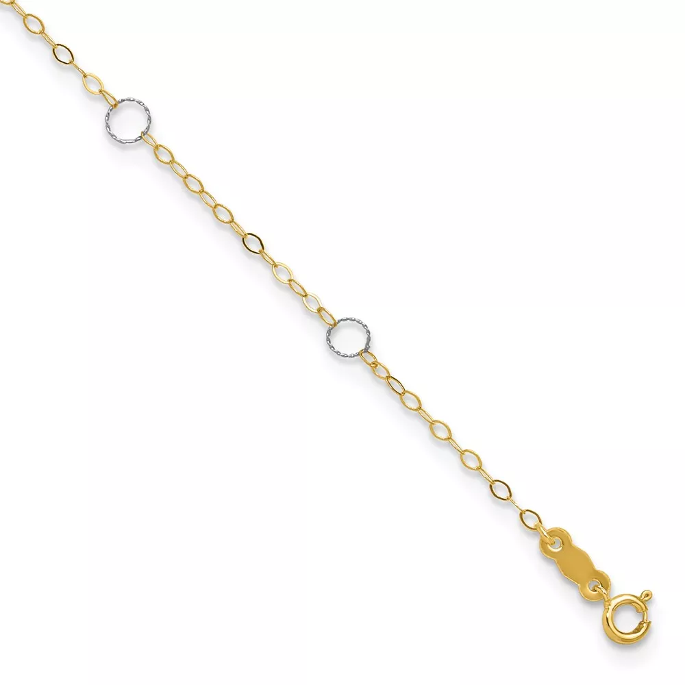 14k Two-tone Circles 7-Station Plus Extender – Total Anklet