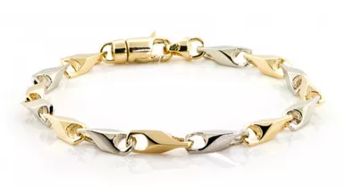 14k Two Tone Hand Made Gold Chain 5.8mm Wide 18"