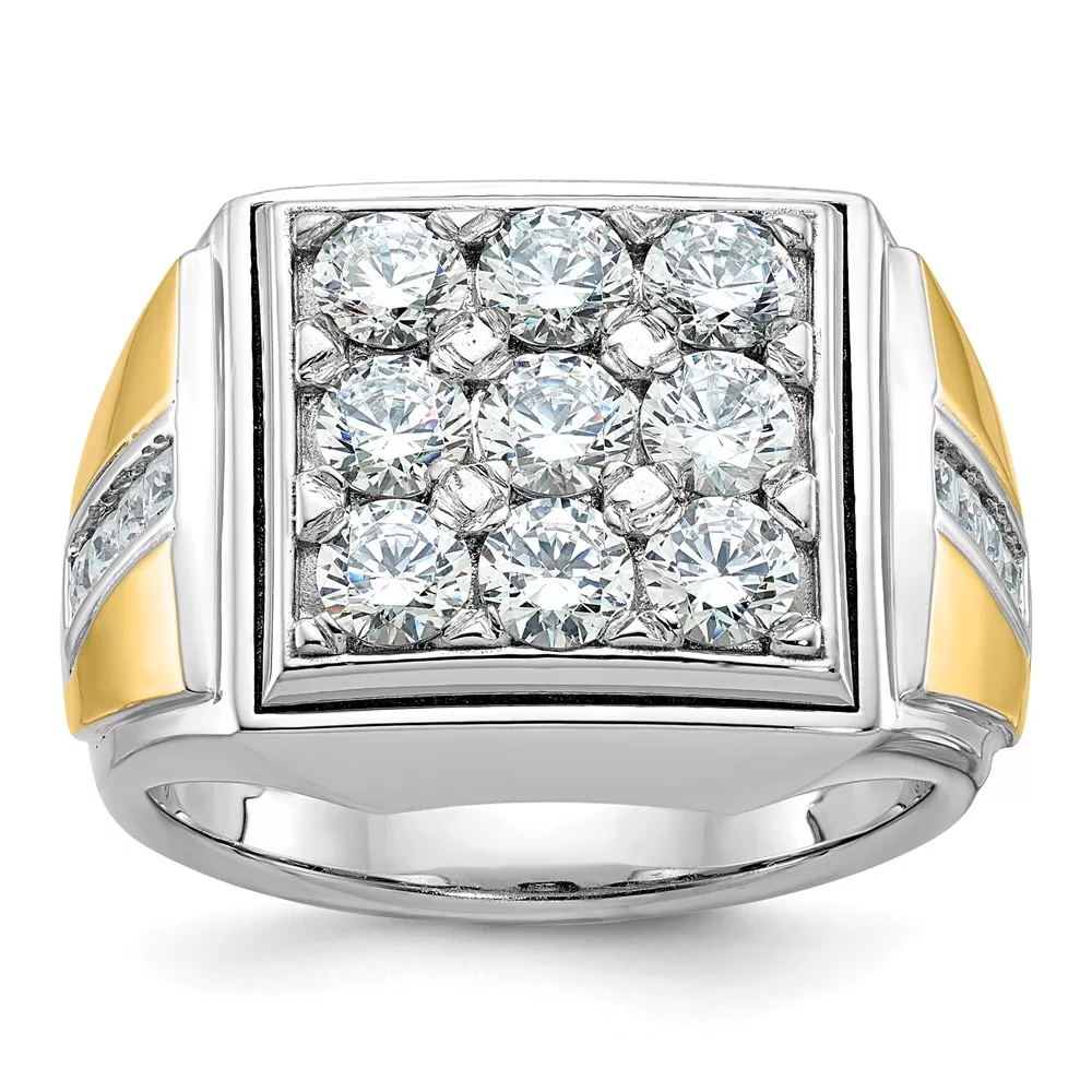 14k Two-tone IBGoodman Men’s Polished Square Cluster Ring Mounting