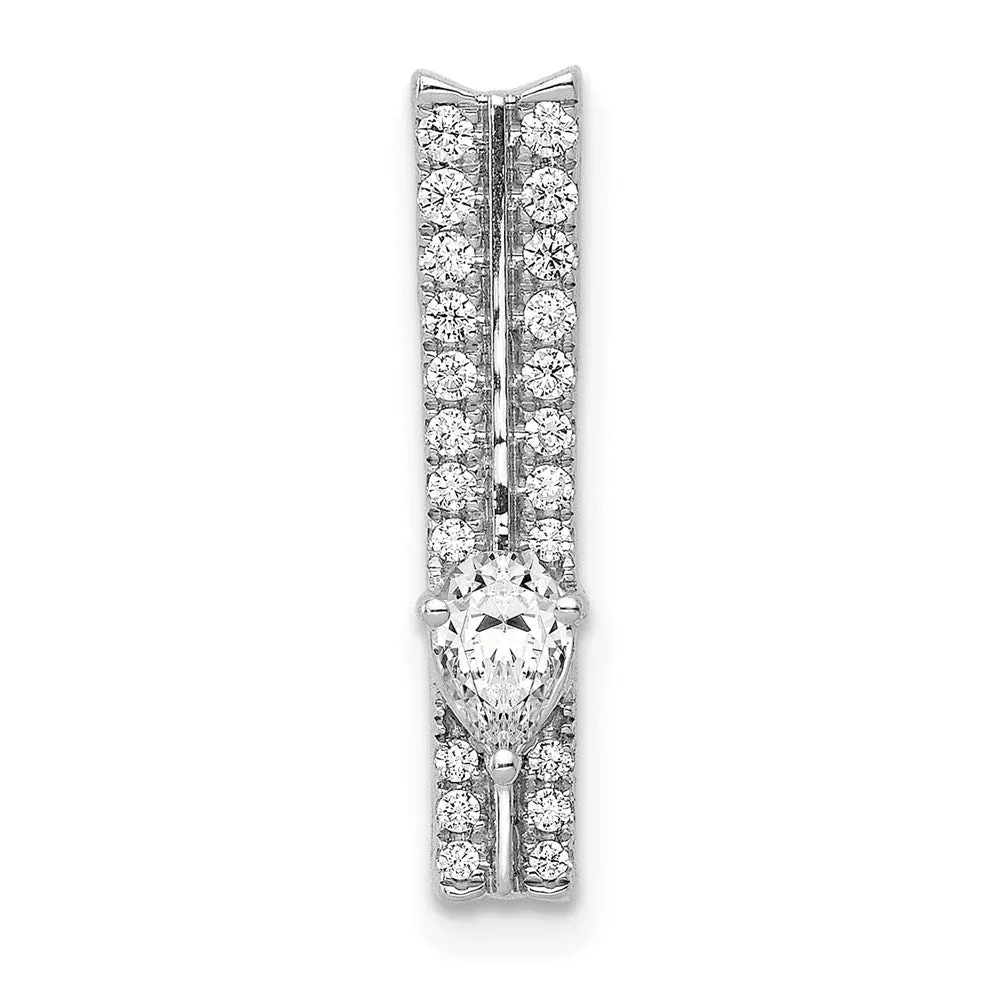 14k White Gold 1 /3ct. Real Diamond Fancy Double Bar Chain Slide
