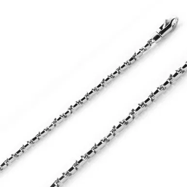 14k White Gold 2.6mm Modern Hand Made Chain 30 Inches