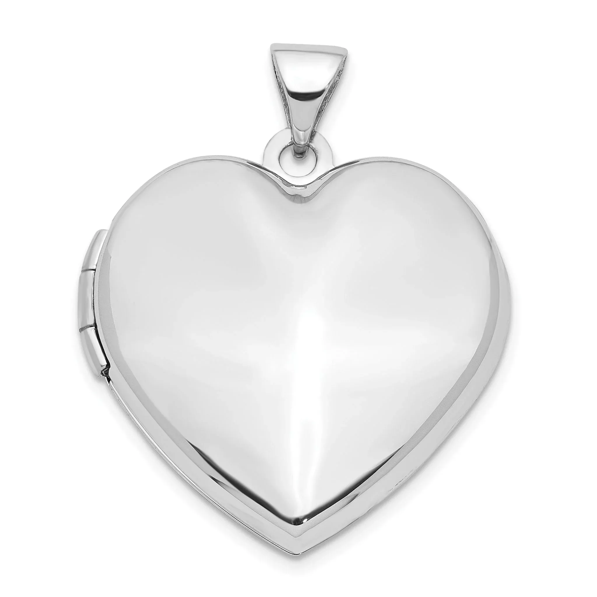 14K White Gold 21mm Heart Domed Family Locket