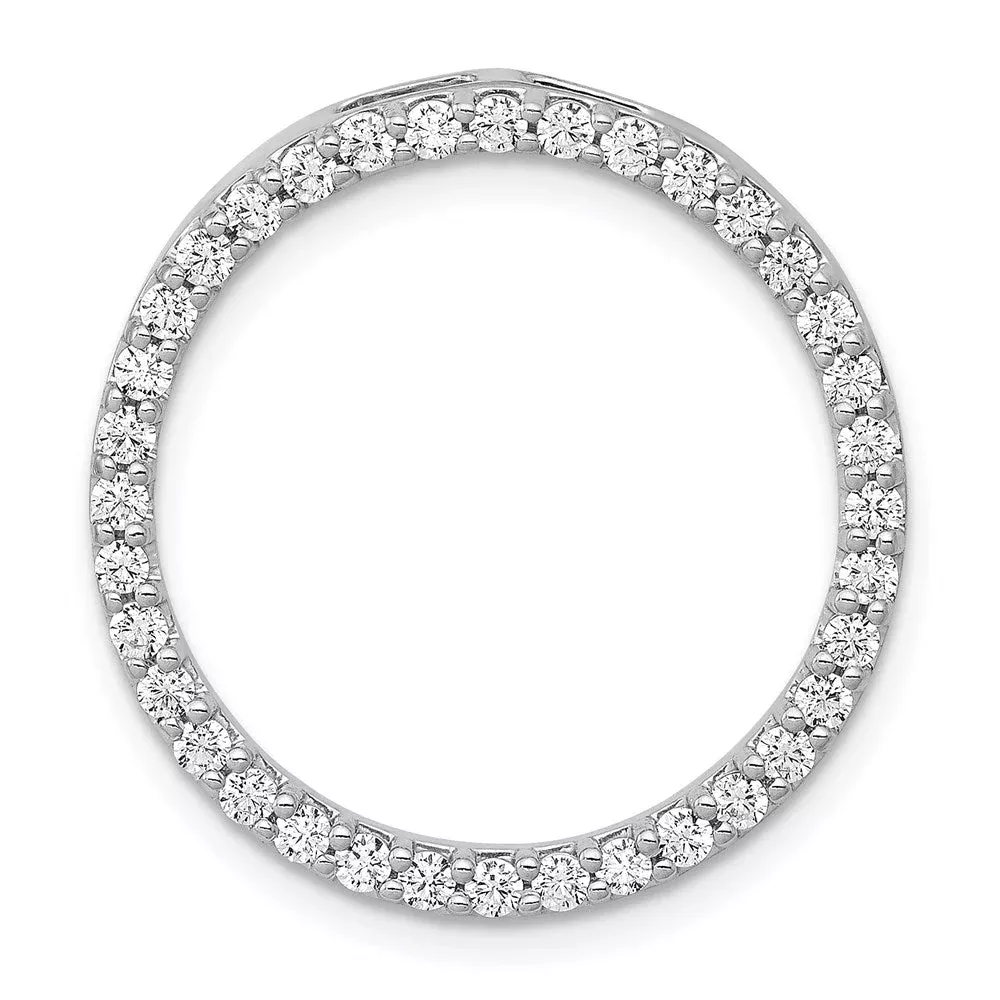 14k White Gold 3 /4ct. Real Diamond Circle Chain Slide