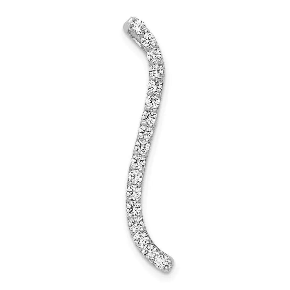 14k White Gold 3 /8ct. Real Diamond Fancy Curved Line Chain Slide