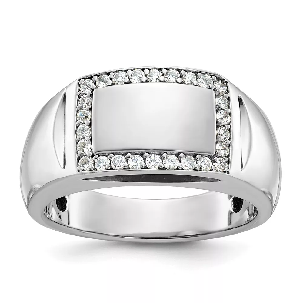14k White Gold IBGoodman Men’s Polished Rectangle Ring Mounting