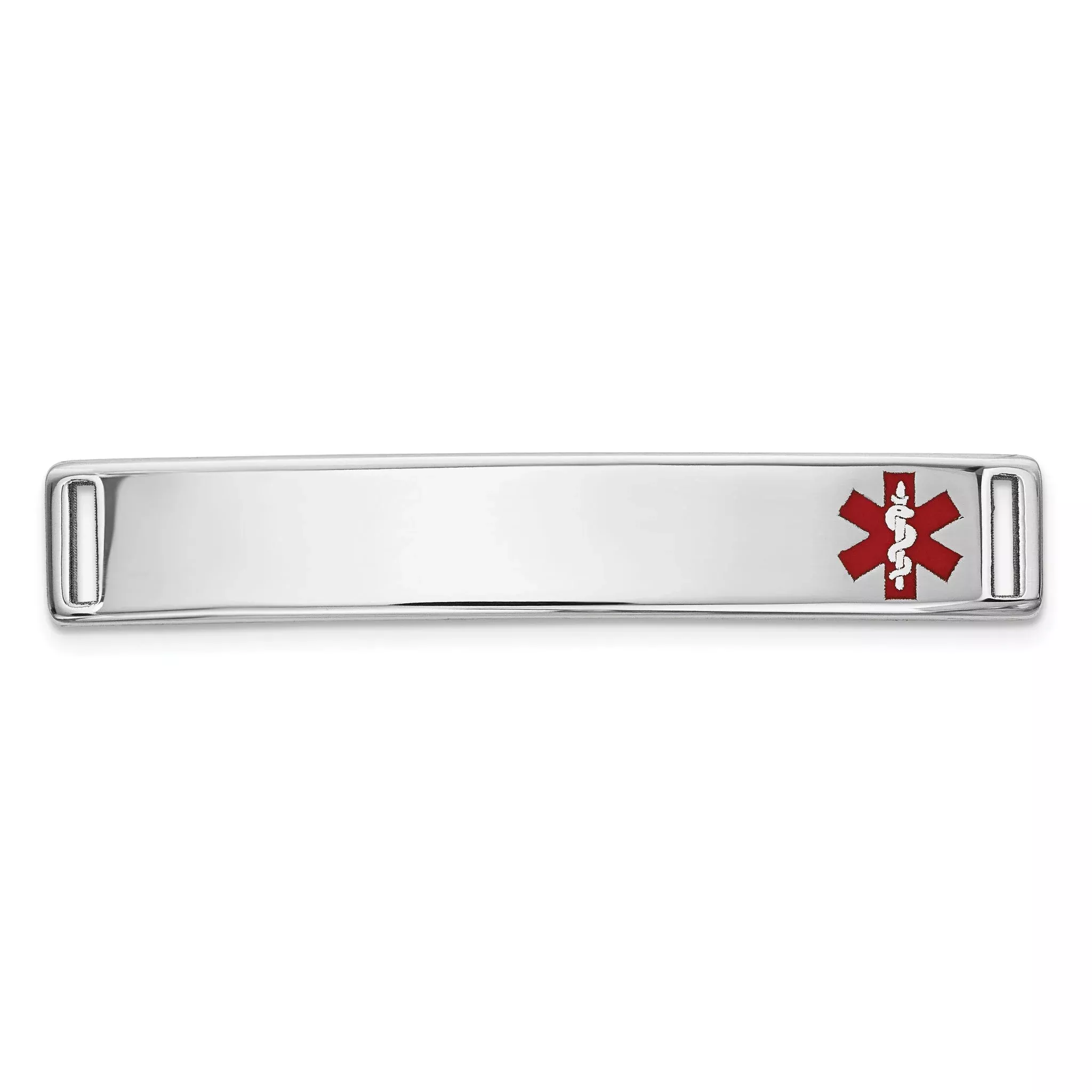 14K White Gold Medical ID Bracelet with Red Enamel Engravable