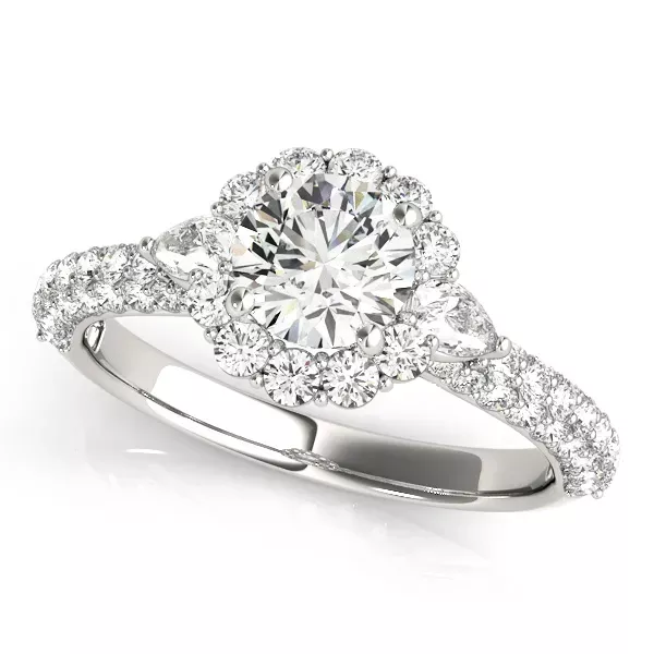 14K White Gold Pavé Engagement Ring MULT ROW