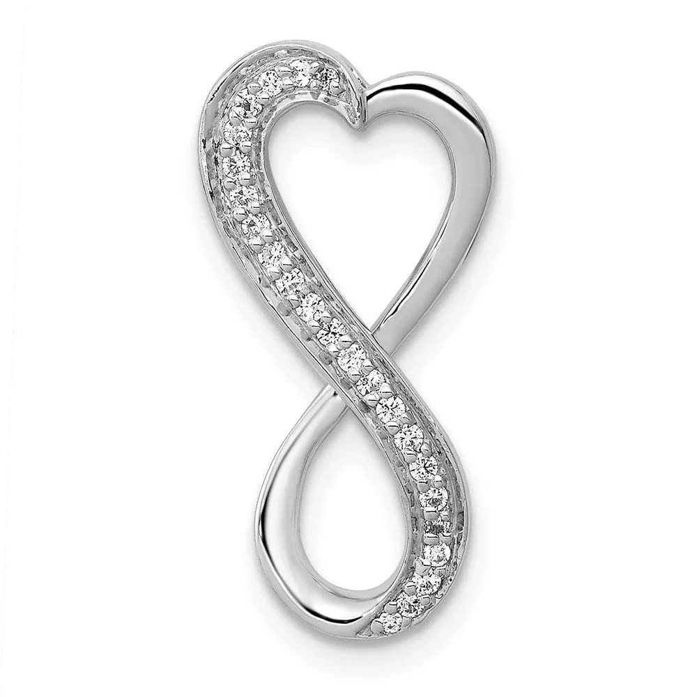14k White Gold Real Diamond Freeform Heart Infinity Chain Slide