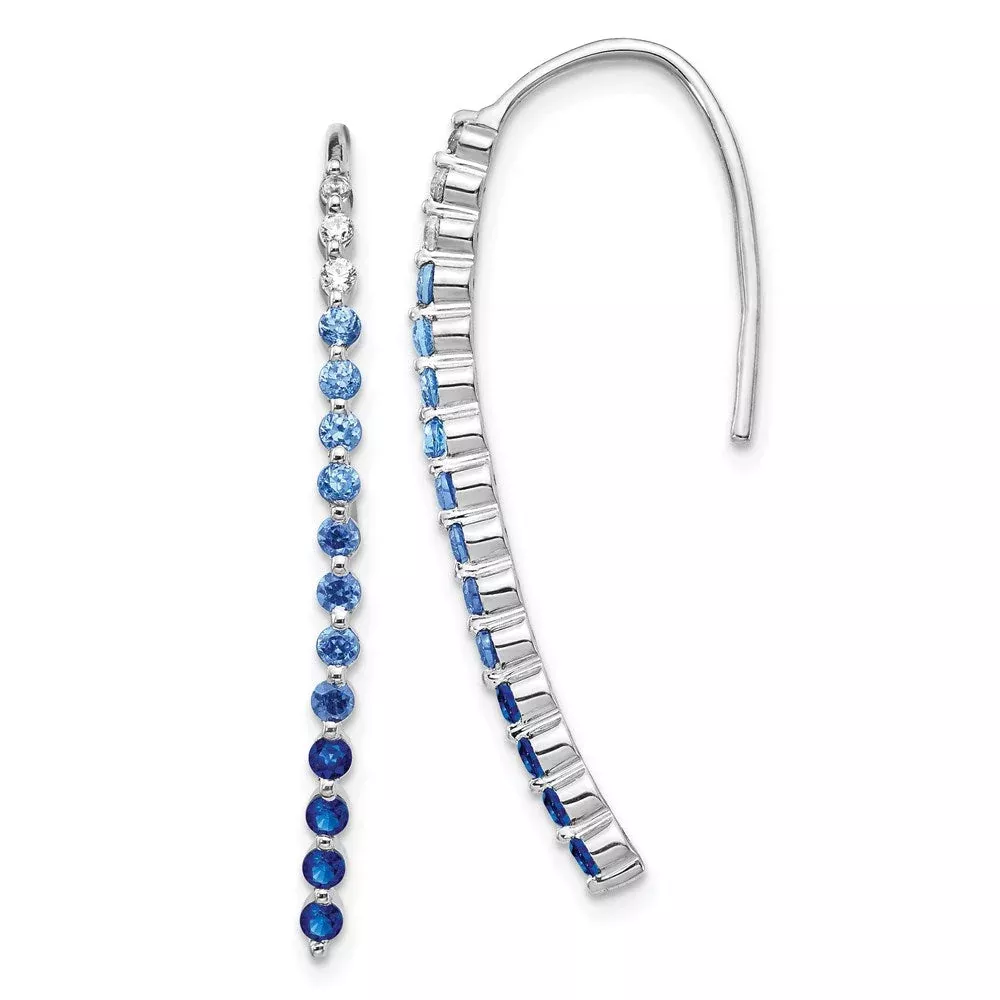 14k White Gold Real Diamond & Sapphire Earrings