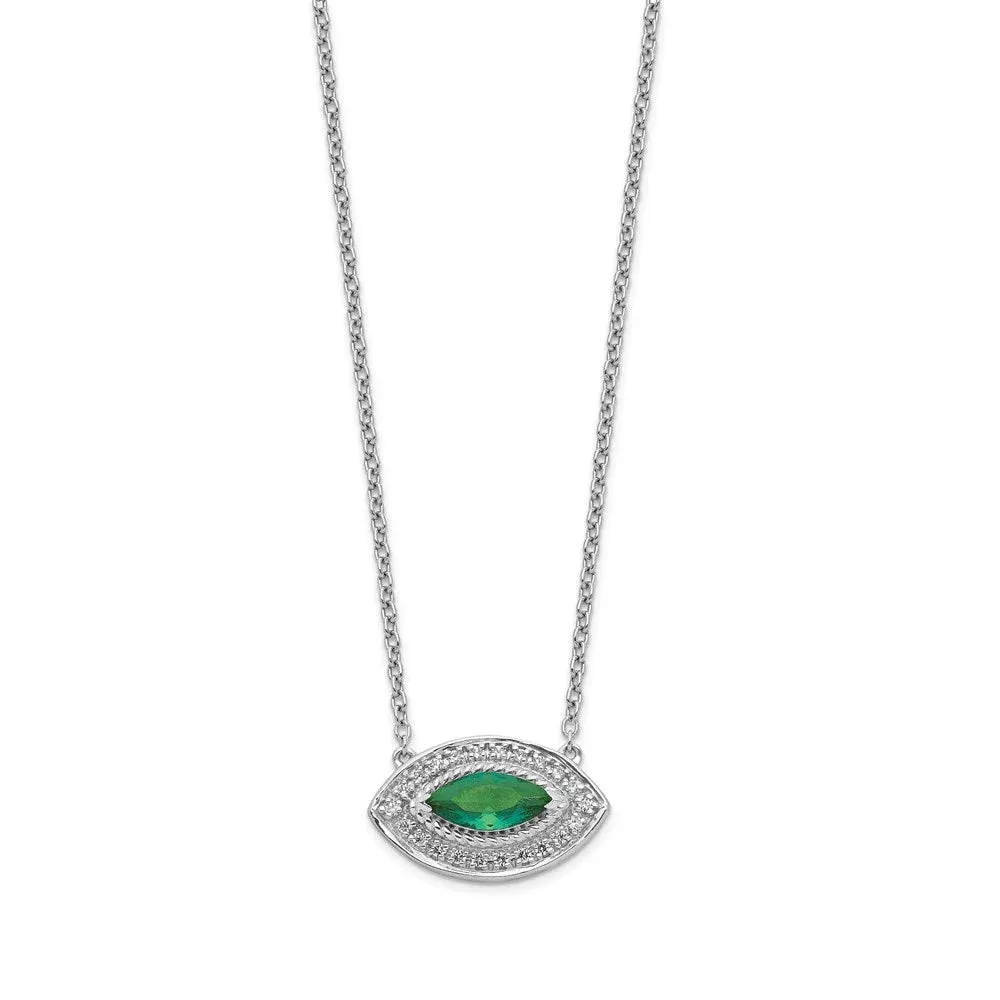 14k White Gold Real Diamond u0026 Emerald Necklace