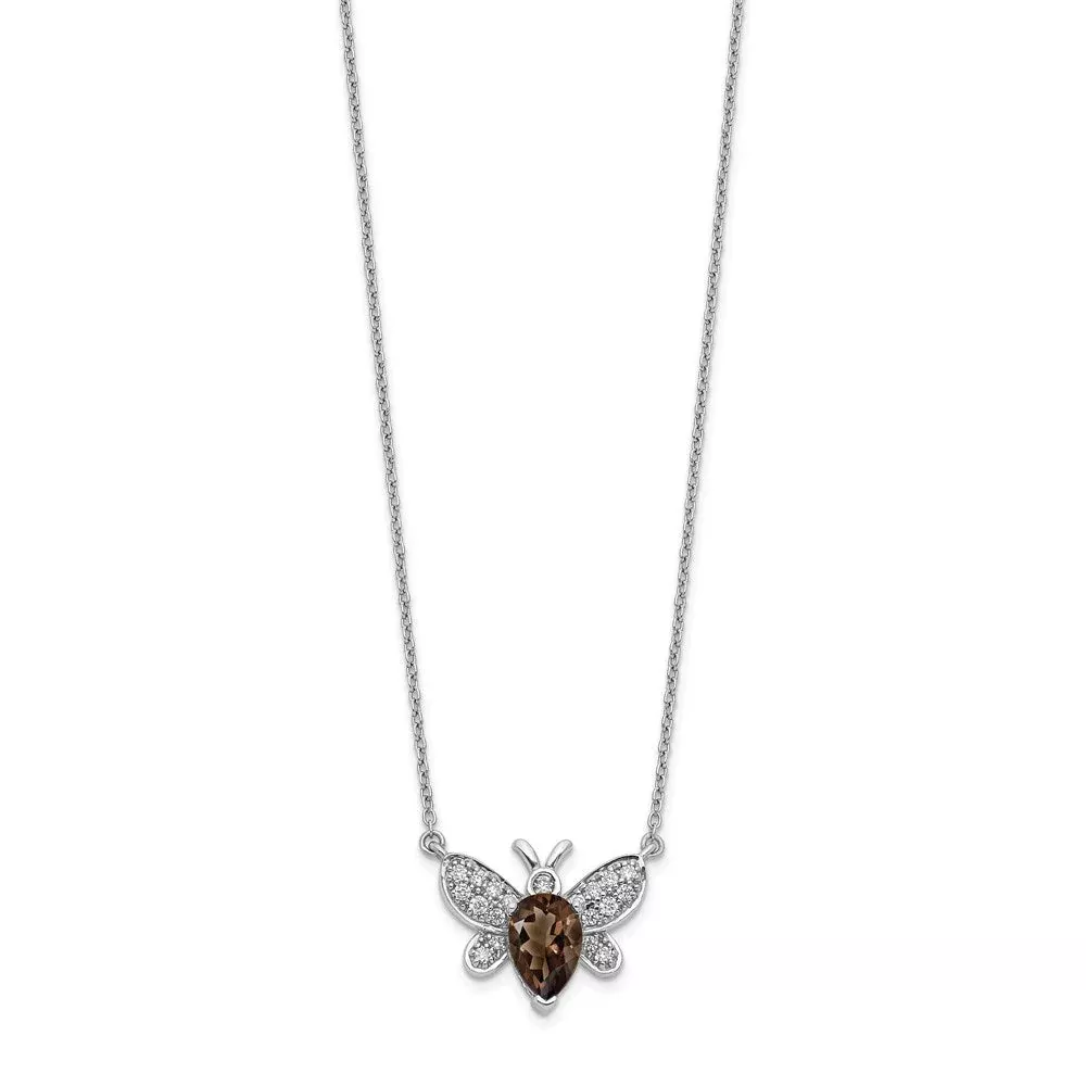 14k White Gold Real Diamond u0026 Gemstone Bee Necklace