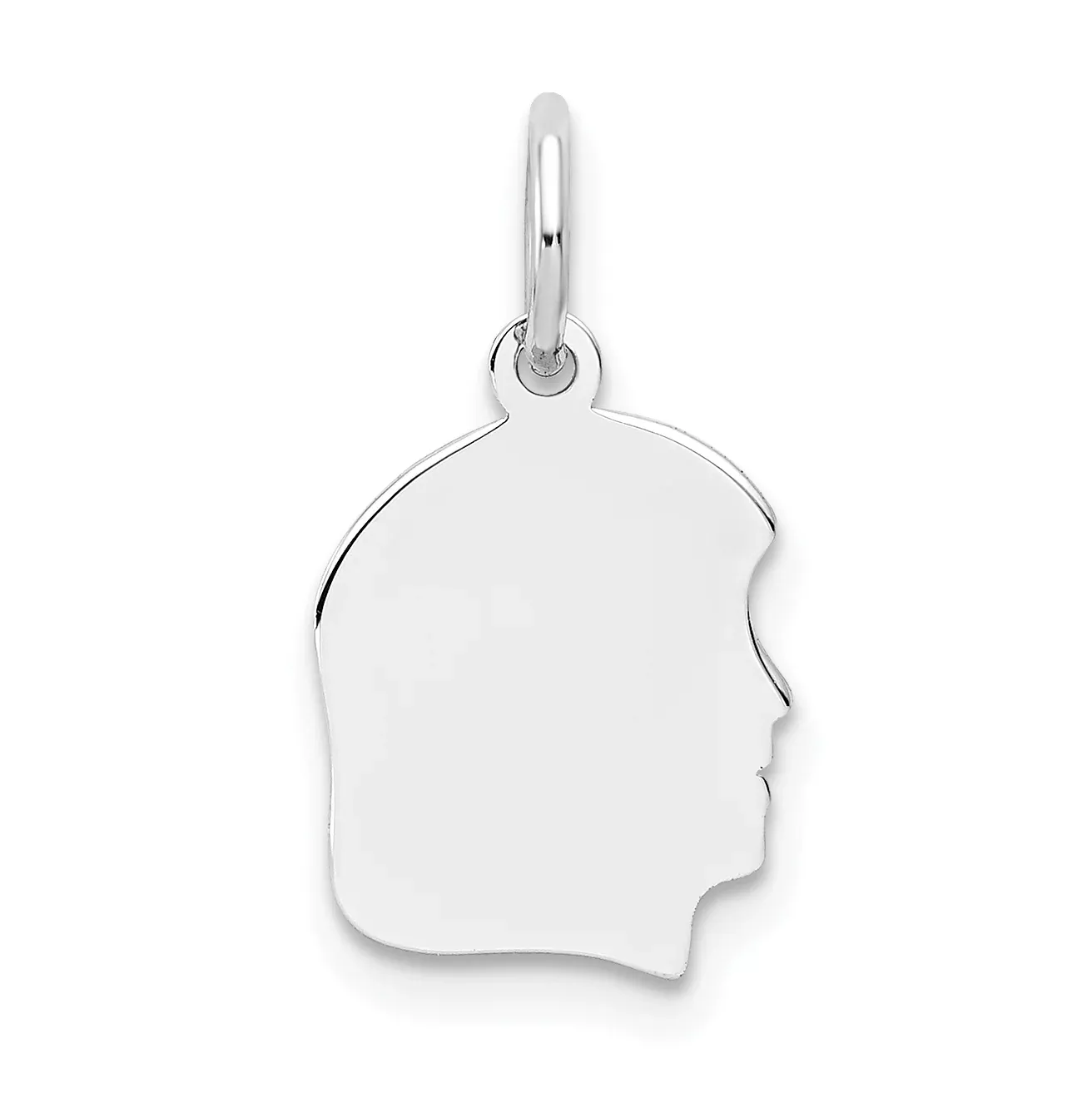 14K White Plain Small.011 Depth Facing Right Engravable Girl Charm