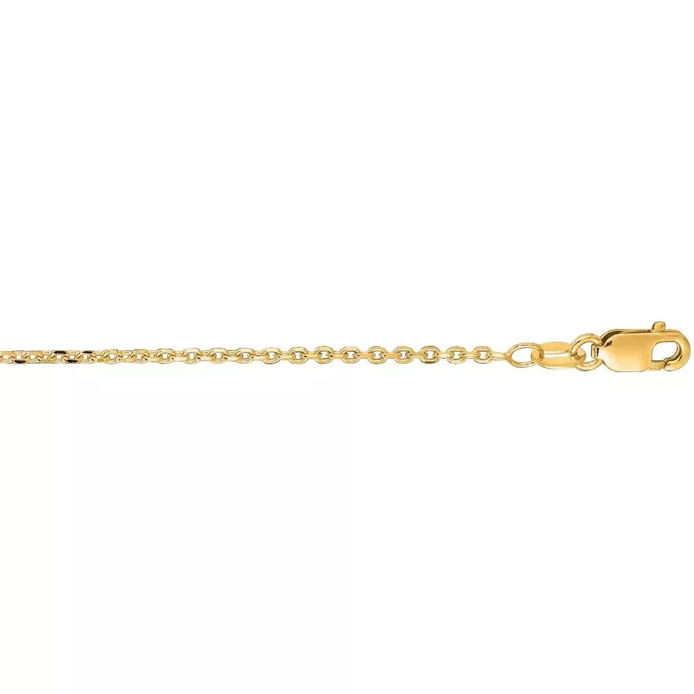 14K Yellow Gold 18" 1.3mm Diamond Cut Cable Chain Necklace by Orozza Fine Jewelry