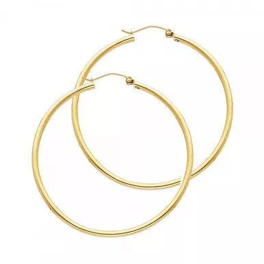 14k Yellow Gold 2mm High PolishedHoop Earrings 8mm Diameter