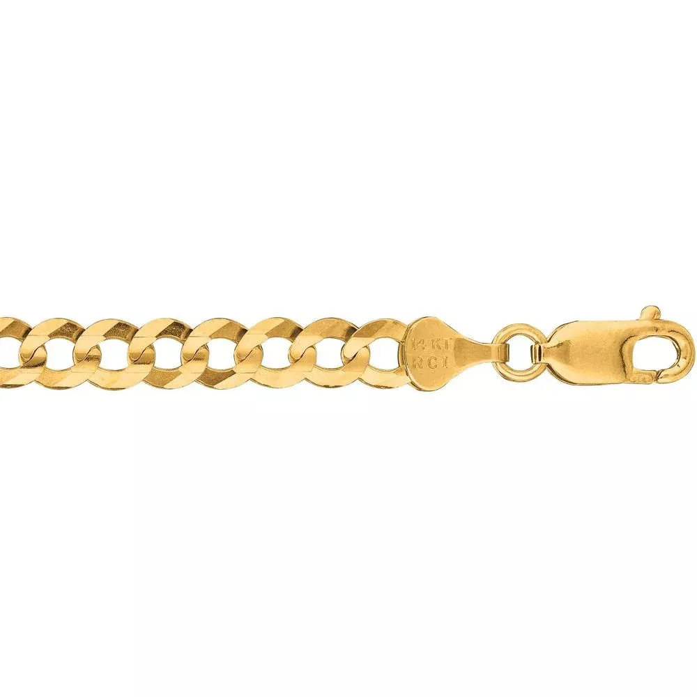 14K Yellow Gold 5.7mm Comfort Curb Chain with Lobster Clasp - 20" by Orozza Fine Jewelry