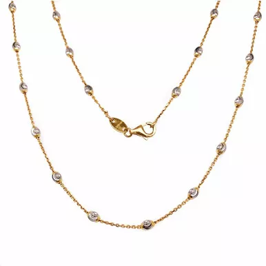 14K Yellow Gold by the Yard Bead Station Necklace 16"