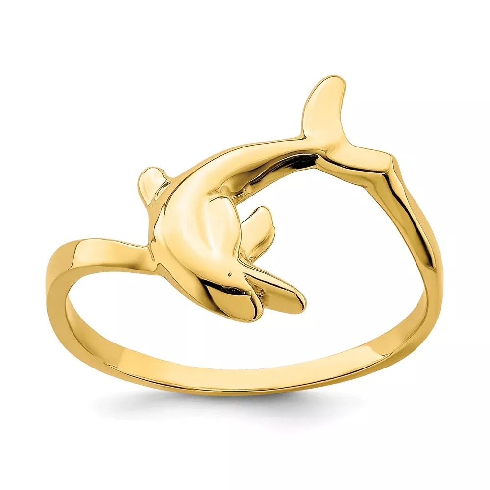 14K Yellow Gold Dolphin Ring