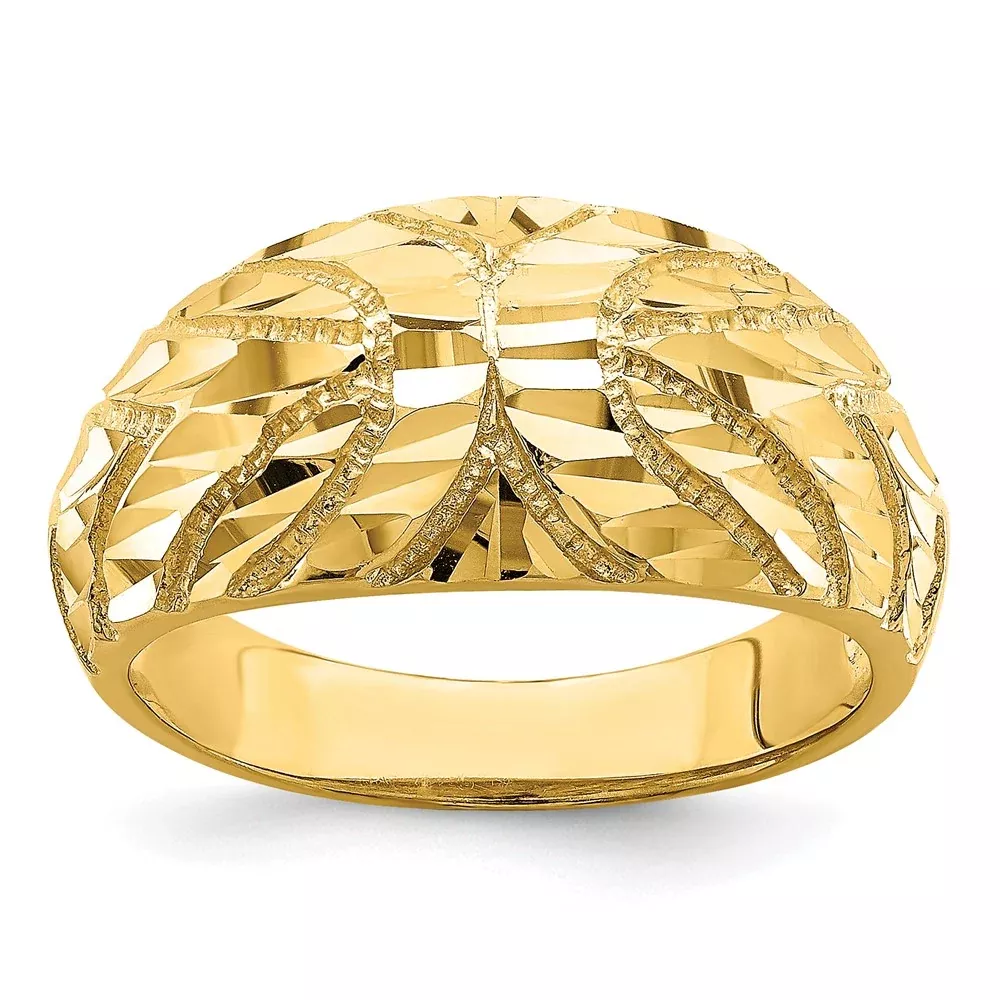 14K Yellow Gold Fancy Diamond-cut Ring
