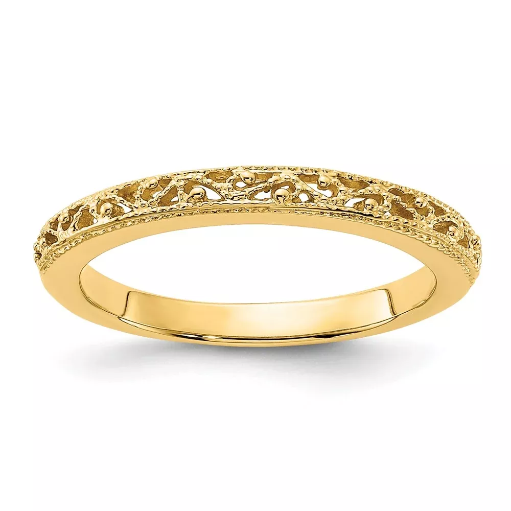 14K Yellow Gold Filigree Band