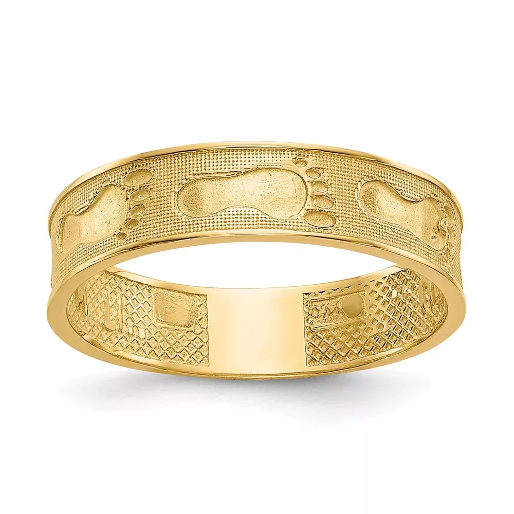 14K Yellow Gold Footprints In The Sand Ring
