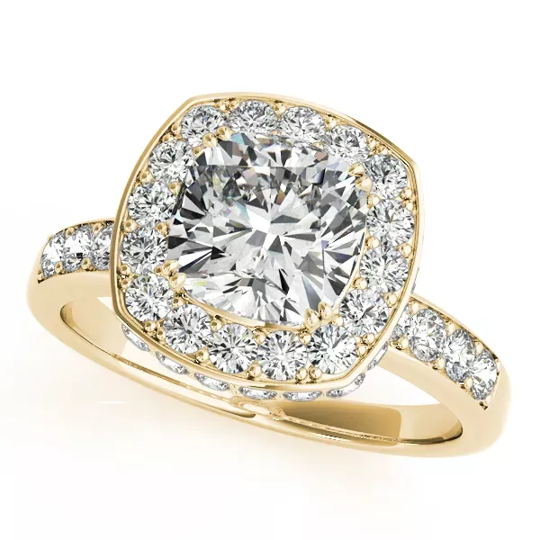 14K Yellow Gold Halo Engagement Ring