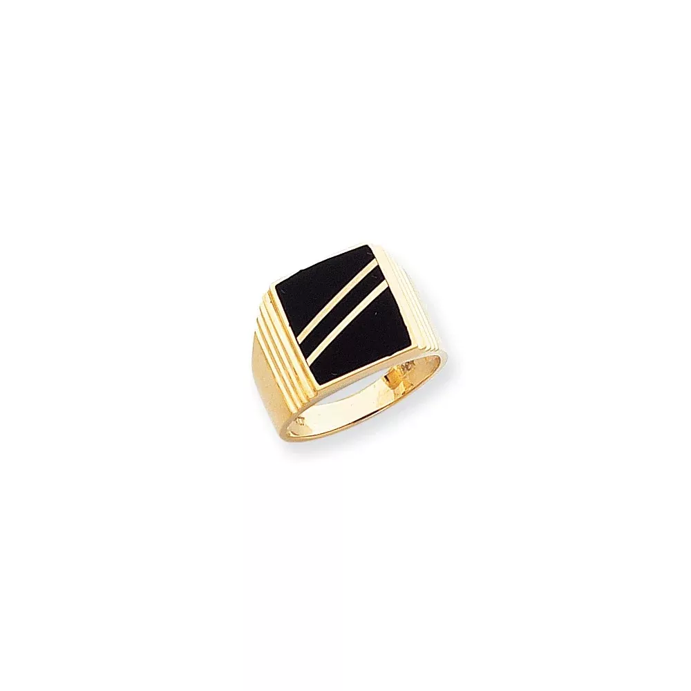14K Yellow Gold Mens Onyx Ring