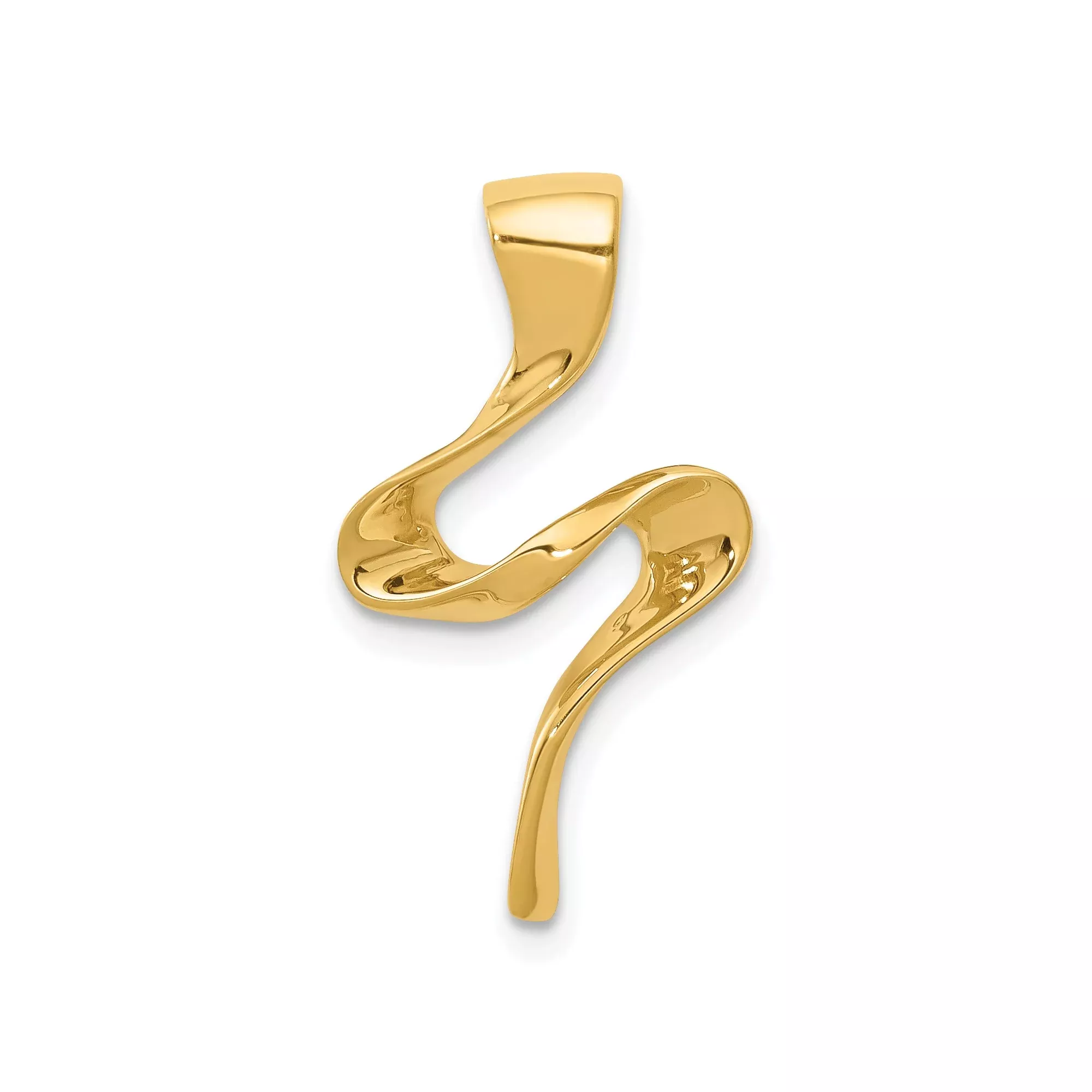 14k Yellow Gold Pendant with Fluid Organic Shape, Modern Abstract Freeform Design