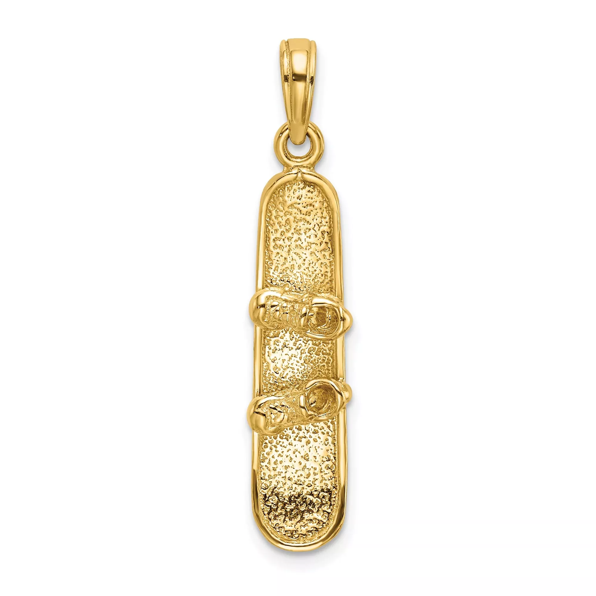 14k Yellow Gold Snowboard Pendant with Binding and Boot Details, Unisex Winter Sports Charm
