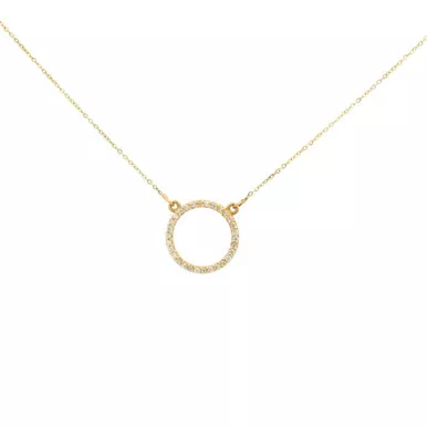 14K Yellow Gold0.19 ct. Diamond Circle Necklace 13mm