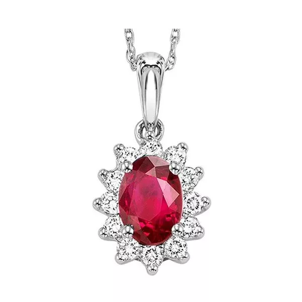 14Kt White Gold Diamond 1/5Ctw & Ruby 5/8Ctw Pendant