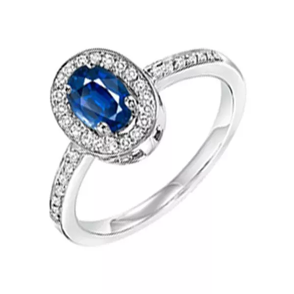 14Kt White Gold Diamond 1/5Ctw & Sapphire 1/5Ctw Ring