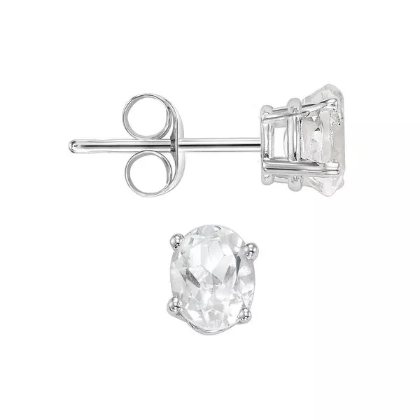 14Kt White Gold & White Topaz 1/2Ctw Earring