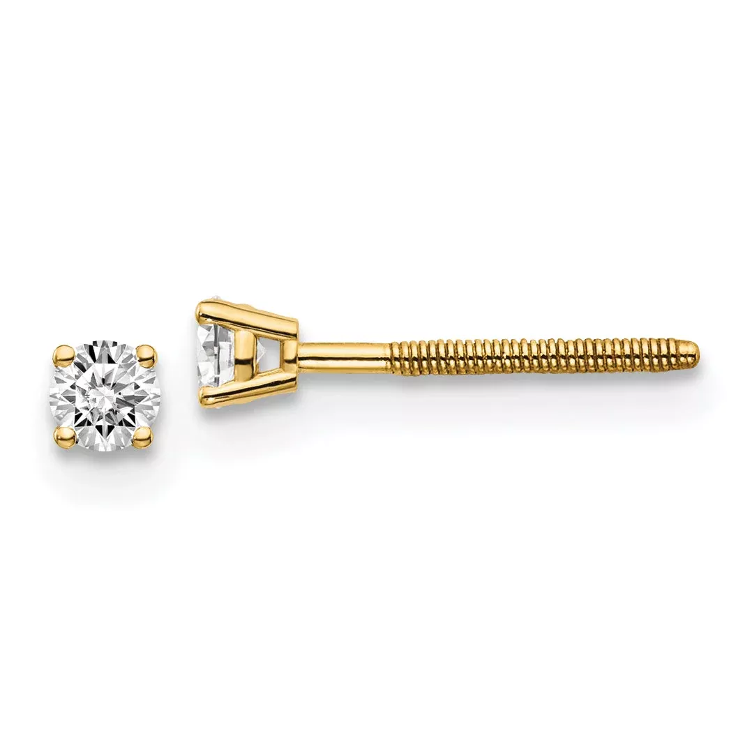 14ky .15ct. SI3 G I Diamond Stud Thread on /off Post Earrings
