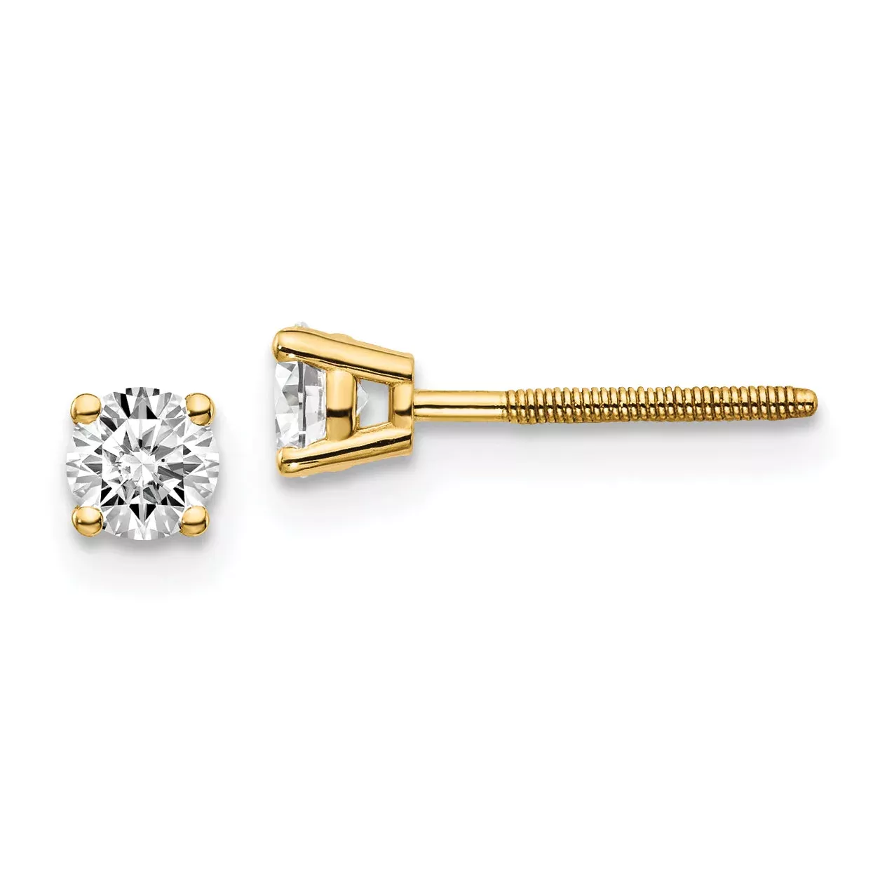 14ky .40ct. SI3 G I Diamond Stud Thread on /off Post Earrings