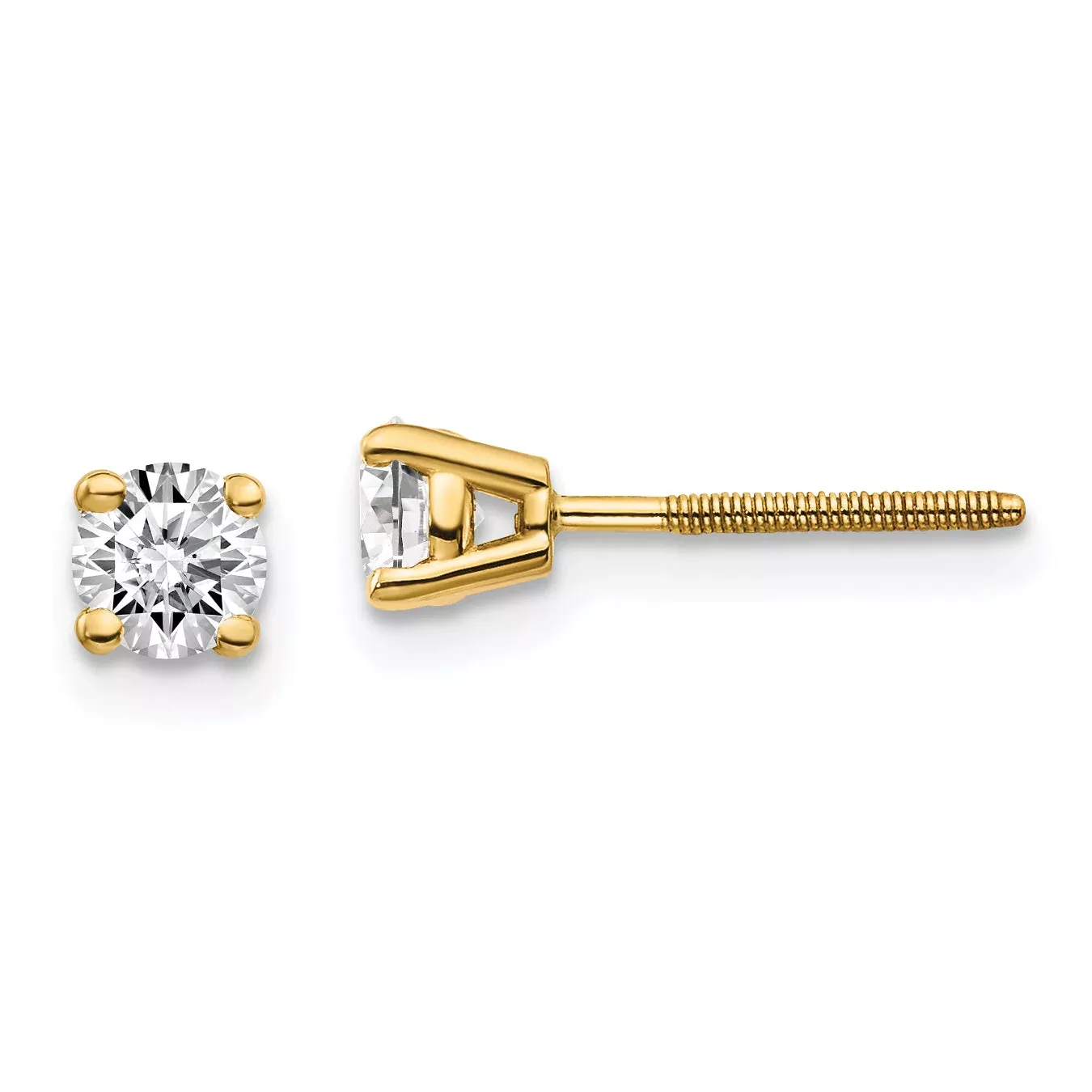 14ky .50ct. SI3 G I Diamond Stud Thread on /off Post Earrings